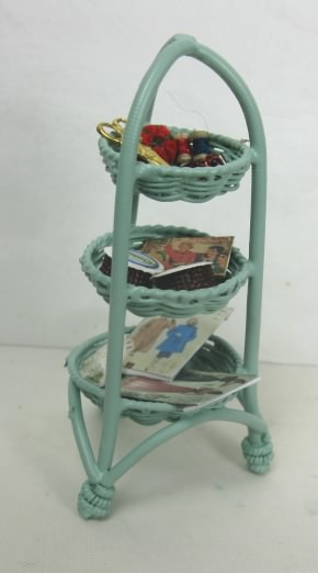 3-Tier "Wicker" Sewing Stand, Green