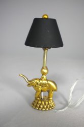 Brass Elephant Lamp with Black Shade