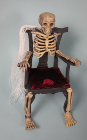 Skeleton Chair, Red Velvet Cushion