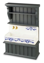 Country Sink in Blue Cabinet