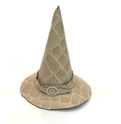 Designer Witch Hat, Tan Reptile Patterned Leather