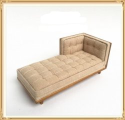 Midcentury Modern Chaise, Linen