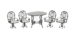 Round Black Table and Four Chairs