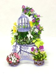 Purple Wire Planter Filled with Assortment of Flowers