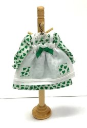 Little Girl's Pinafore Dress in White with Green Hearts