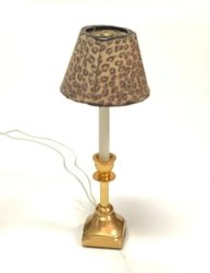Candlestick Lamp with Leopard Shade
