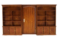 Walnut Wall Unit with Door and Shelves