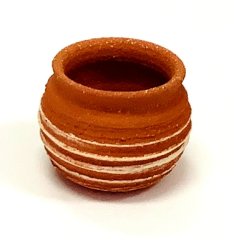 Round Terra Cotta Pot with Dimensional Stripes by Julie Hinkle