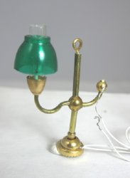 1/2" Scale Brass Student Lamp with Green Shade, working