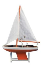 Floating Orange Model Sailboat, 12"