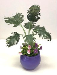 Parlor Palm with Pansies