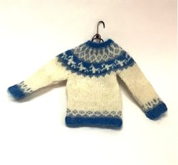 One-Inch Scale White, Blue, and Gray Adult Fair Isle Sweater
