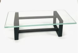 Midcentury Glass Top Coffee Table, Black Base
