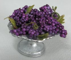 Purple Grapes in Pedestal Dish