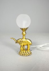 Brass Elephant Lamp with Frosted Globe
