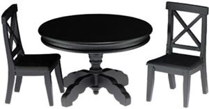 Black Pedestal Table with Two Chairs
