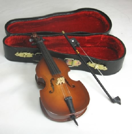 Wooden Bass with Bow and Case